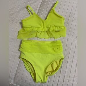 Five The Label dancewear Neon Yellow Ruffle Two-Piece Set